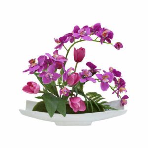 Декоративные цветы Орхидея сиреневая c тюльпанами на керам подставке Dream Garden 2
