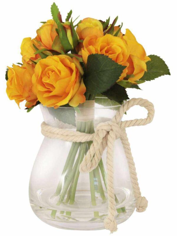 Декоративные цветы Розы жёлтые в стекл вазе Dream Garden 2
