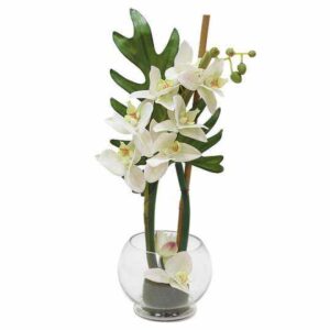 Декорцветы Орхидея белая в стеклвазе Dream Garden 2