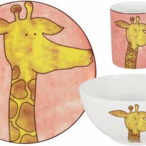 Детский набор посуды из 3-х предметов Жираф: кружка тарелка миска Emily2
