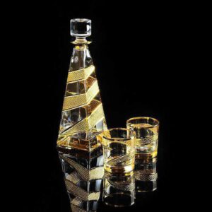 Комплект для виски графин 2 стакана янтарный Migliore Idalgo 2