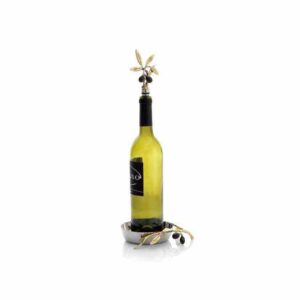 Набор подставка и стоппер для бутылки Michael Aram Золотая оливковая ветвь 16,5см 2