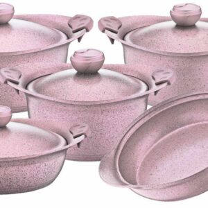 Набор посуды с а/п покрытием из 9 5/4 предм крышки металл ручки бакелит розовый, OMS, 3012.06.11-Pin 2