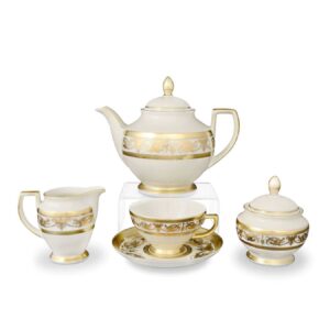 Чайный сервиз на 6 персон 17 предметов Constanza 9362 Creme Gold ФалкенПоцеллан 41801 2