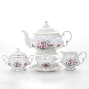 Чайный сервиз Соната Розовые цветы 6 персон 17 предметов Леандер 5719 2