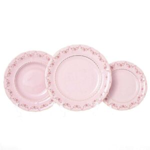 Набор тарелок Соната Мелкие цветы Розовый фарфор 18 предметов Леандер 34759 2