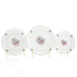 Набор тарелок Соната розовые цветы 18 предметов Леандер 33382 2