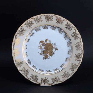 Блюдо круглое 30 см Медовая Золотая Роза MT Royal Czech Porcelain 2