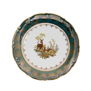 Блюдо круглое 30 см Зеленая Царская Охота MT Royal Czech Porcelain 2