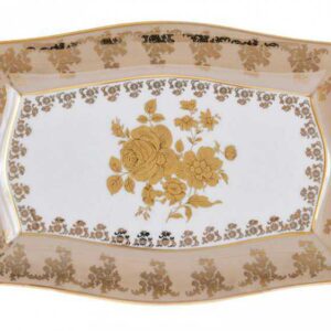 Блюдо овальное 36 см Медовая Золотая Роза MT Royal Czech Porcelain 2