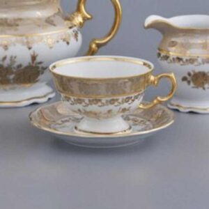 Чайная пара 140 мл Медовая Золотая Роза Royal Czech Porcelain 2