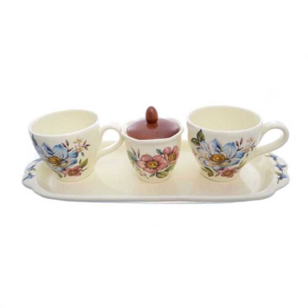 Чайный набор 2 чашки сахарница подставка 4 предмета Artigianato ceramico 2