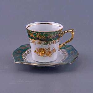 Чайный набор Зеленая Золотая Роза 6/12 MS Royal Czech Porcelain 2