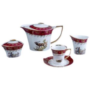 Чайный сервиз Царская Красная Охота 6/15 Happa Royal Czech Porcelain 2
