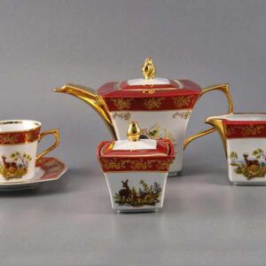 Чайный сервиз Царская Красная Охота 6/15 MS Royal Czech Porcelain 2