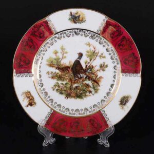 Десертная тарелка 19 см Болеро Царская Красная Охота Royal Czech Porcelain 2