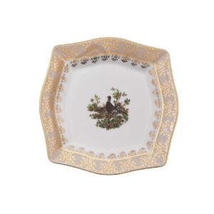 Десертная тарелка 19 см Царская Медовая Охота MS Royal Czech Porcelain 2