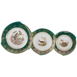 Десертная тарелка 19 см Царская Зеленая Охота Happa Royal Czech Porcelain 2