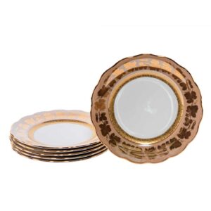Десертная тарелка 19см Медовая золотая лента виноградная лоза AL Royal Czech Porcelain 2