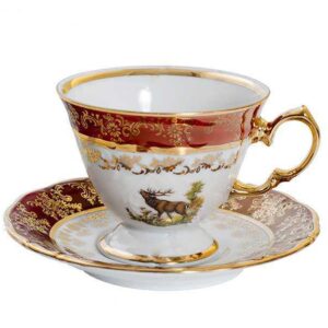 Кофейный набор высокие чашки Царская Красная Охота FR 6/12 0,15 л Royal Czech Porcelain 2