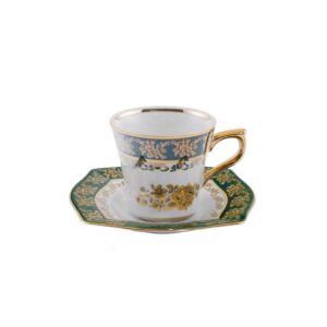 Кофейный набор Зеленая Золотая Роза 6/12 MS Royal Czech Porcelain 2