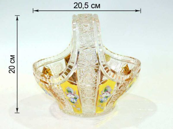 Конфетница корзина хрусталь золото/лепка 20/20.5 см Bohemax 2