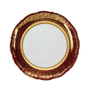 Круглое блюдо 30 см Красный Лист Золотая Лента МТ Royal Czech Porcelain 2