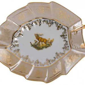 Лист салатник средний 23х18 см Охота Медовая Царская Royal Czech Porcelain 2
