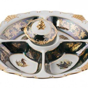 Менажница 5-ти секционная Зеленая Охота МТ Royal Czech Porcelain 2