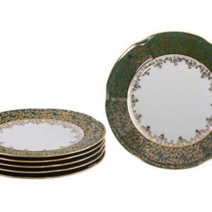 Набор десертных тарелок 21 см Болеро Зеленый листик Royal Czech Porcelain 2