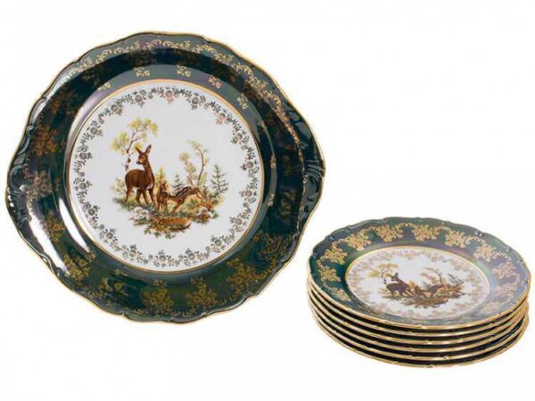 Набор для десерта Царская Зеленая Охота Royal Czech Porcelain 2