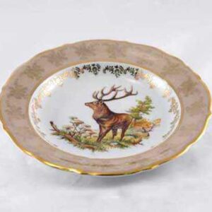 Набор глубоких тарелок 24 см из 6 шт.Царская Медовая Охота FR Royal Czech Porcelain 2