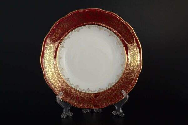 Набор глубоких тарелок 24 см Красная паутинка AL Royal Czech Porcelain 2