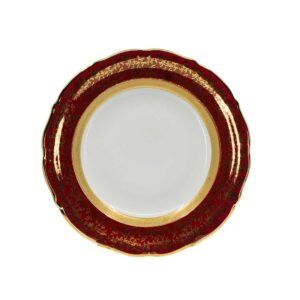 Набор глубоких тарелок 24 см Красный Лист Золотая Лента МТ Royal Czech Porcelain 2