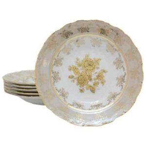 Набор глубоких тарелок 24 см Медовая Царская Охота MT Royal Czech Porcelain 2