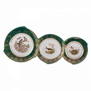 Набор глубоких тарелок 25 см Царская Зеленая Охота Happa Royal Czech Porcelain 2