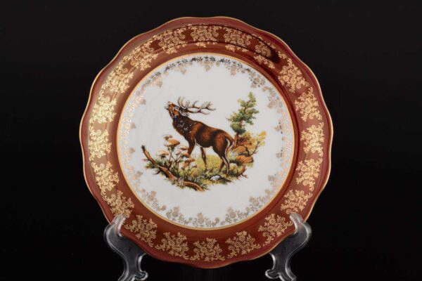 Набор глубоких тарелок 25 см Красная Царская Охота МТ Royal Czech Porcelain 2