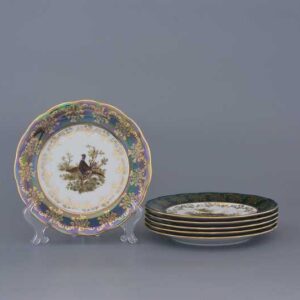 Набор тарелок 19 см Царская Зеленая Охота AL Royal Czech Porcelain 2