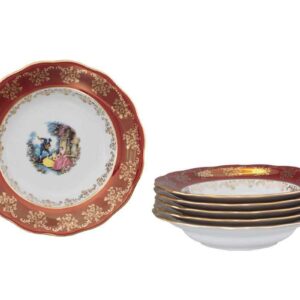 Набор тарелок 25 см Красное Барокко AL Royal Czech Porcelain 2