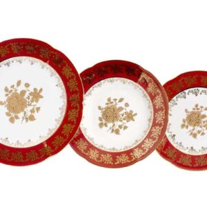 Набор тарелок Болеро Красная Золотая Роза Royal Czech Porcelain 2