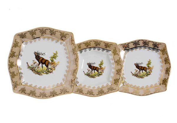 Набор тарелок Царская Медовая Охота MS Royal Czech Porcelain2