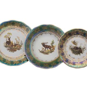 Набор тарелок Царская Зеленая Охота AL Royal Czech Porcelain 2