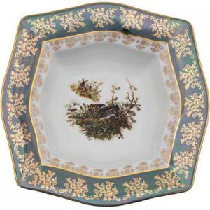 Набор тарелок глубоких 24 см Зеленая Царская Охота MS Royal Czech Porcelain 2