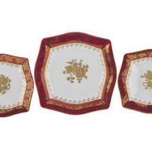Набор тарелок Красная Золотая Роза MS Royal Czech Porcelain 2
