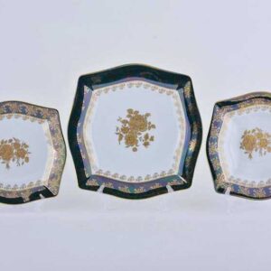 Набор тарелок Зеленая Золотая Роза MS Royal Czech Porcelain 2