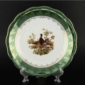 Подстановочная тарелка 24 см Царская Зеленая Охота FR Royal Czech Porcelain 2