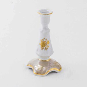 Подсвечник 1 свеча Медовая Золотая Роза Royal Czech Porcelain 2