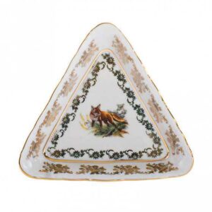 Салатник 13 см Царская Белая Охота треуг Royal Czech Porcelain 2