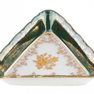 Салатник 13 см Зеленая Золотая Роза треуг Royal Czech Porcelain 2
