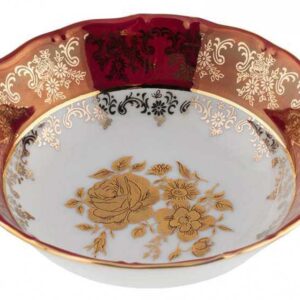 Салатник 16 см Красная Золотая Роза MS Royal Czech Porcelain 2